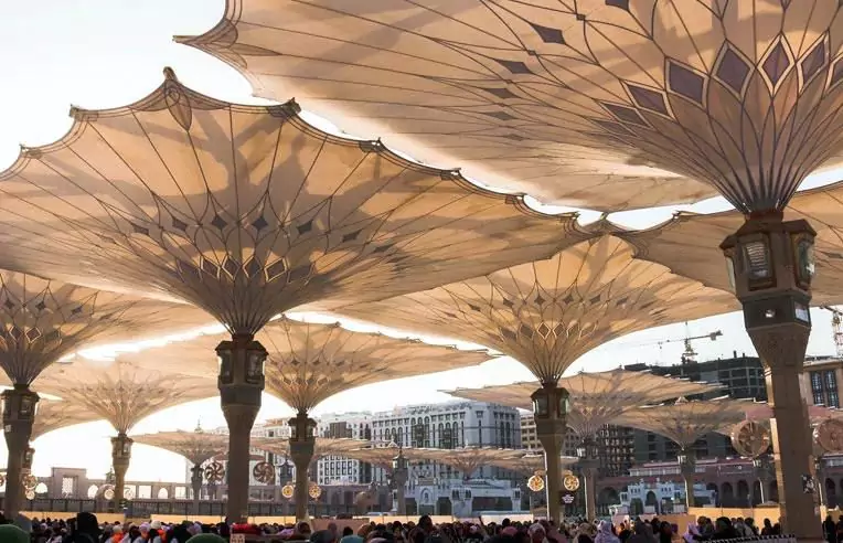 Iconic courtyard umbrellas at Masjid an-Nabawi, Madinah